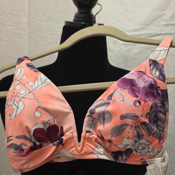 Seafolly “Modern Love” Longline Triangle Bikini Top – Peach Print, US 6 (NWT) - Picture 1 of 3